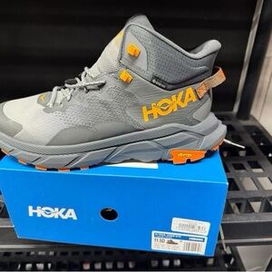 Hoka Men's Gray and Orange Trail Mid-Top Shoe